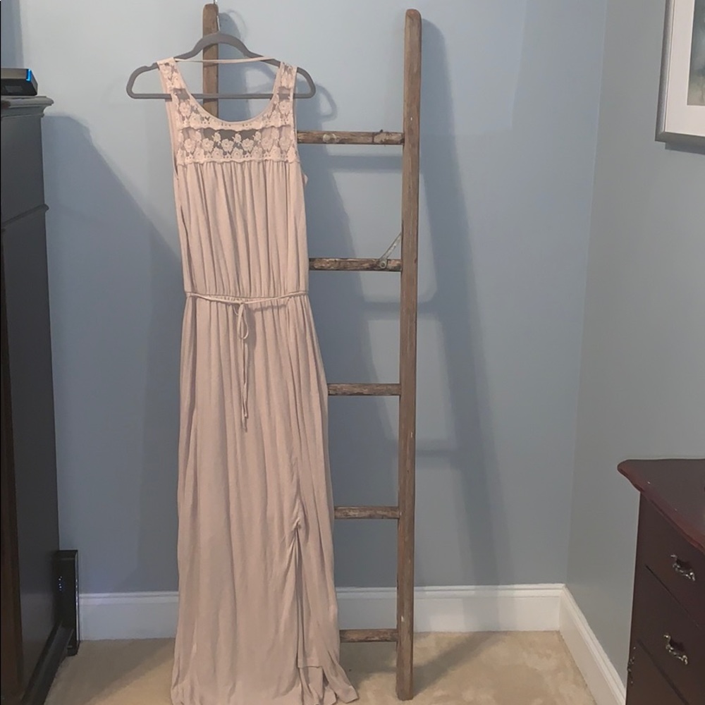 Tan maxi dress with lace top